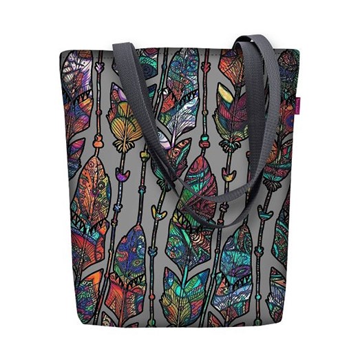 Shopper bag Ptakmoda.com na ramię z nadrukiem z tkaniny w stylu młodzieżowym bez dodatków duża 