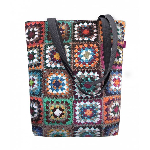 Shopper bag Ptakmoda.com ze zdobieniami młodzieżowa z tkaniny na ramię 