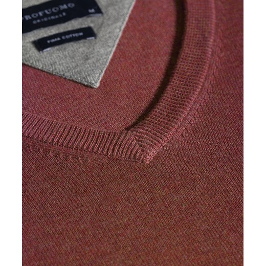 Rdzawy sweter / pulower o-neck z bawełny PIMA Profuomo  XL EleganckiPan.com.pl