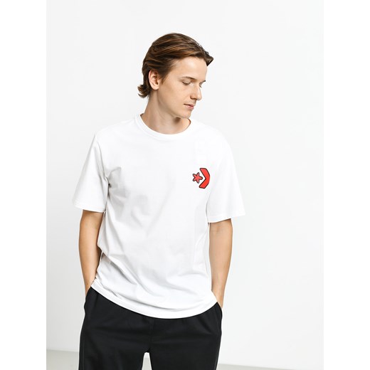 T-shirt męski Converse z krótkim rękawem biały bawełniany z napisami 