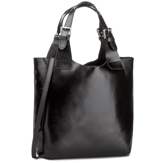 Shopper bag czarna na ramię bez dodatków 