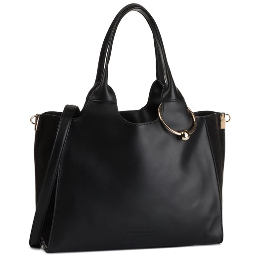 Shopper bag czarna Jenny Fairy matowa elegancka z breloczkiem mieszcząca a5 