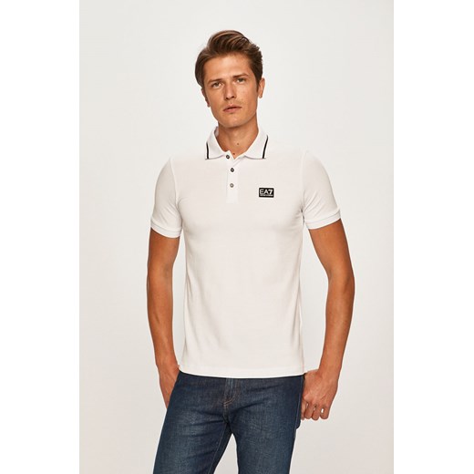T-shirt męski biały Emporio Armani bez wzorów 