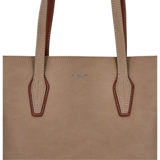 Shopper bag David Jones brązowa bez dodatków na ramię 