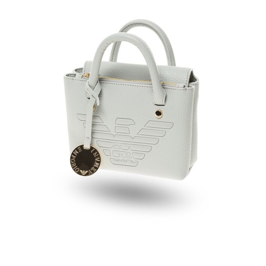 Kuferek Emporio Armani z tłoczeniem średniej wielkości biały do ręki 