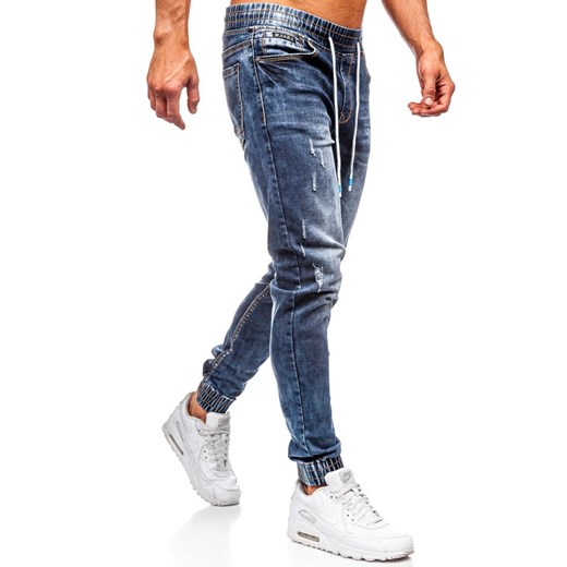 Spodnie jeansowe joggery męskie granatowe Denley  KA679  Denley XL promocja  