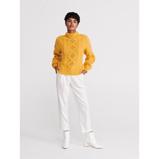Reserved - Sweter z domieszką wełny - Żółty  Reserved L 