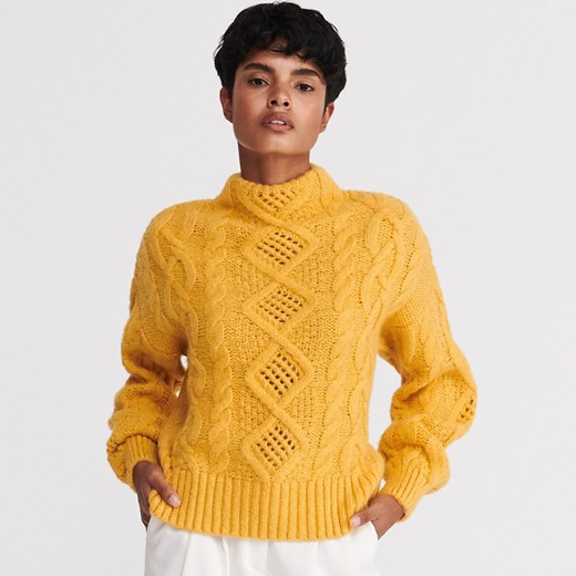 Reserved - Sweter z domieszką wełny - Żółty  Reserved S 