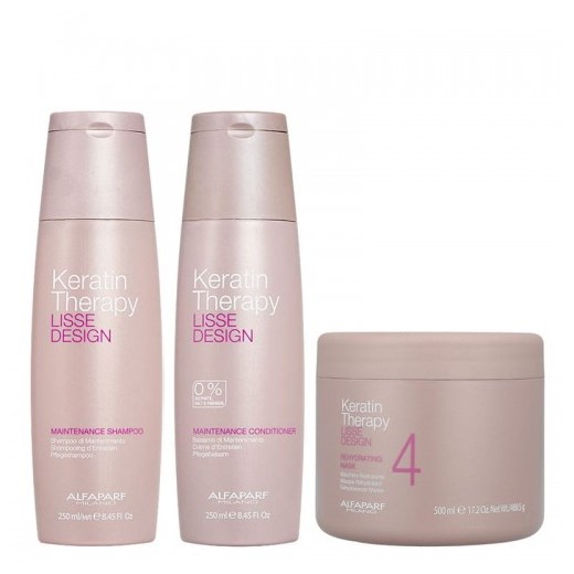 Alfaparf Lisse Design Keratin Therapy zestaw po keratynowym prostowaniu włosów | szampon, odżywka, maska 500ml  Alfaparf Milano  friser.pl