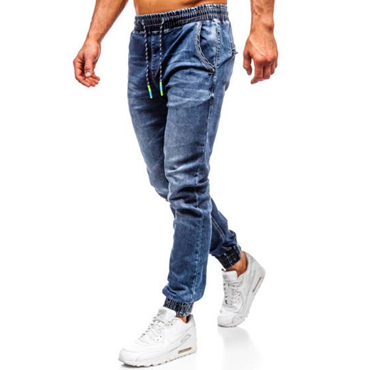 Spodnie jeansowe joggery męskie granatowe Denley KA730 Denley  2XL promocyjna cena  