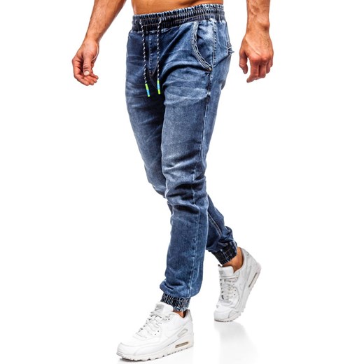 Spodnie jeansowe joggery męskie granatowe Denley KA730  Denley XL okazja  