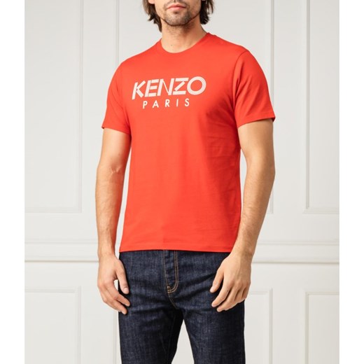 T-shirt męski czerwony Kenzo z krótkimi rękawami na wiosnę 