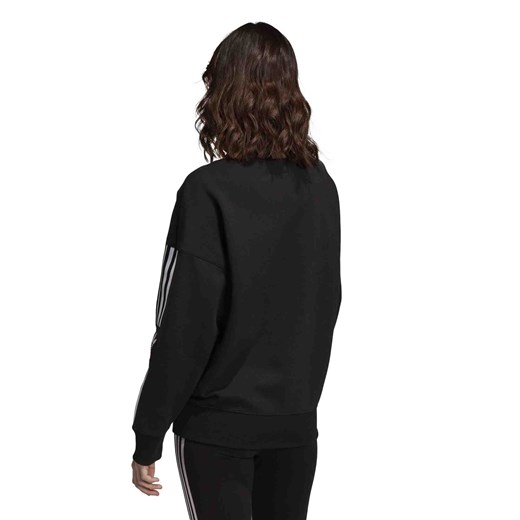 Bluza damska Adidas bez wzorów czarna krótka sportowa jesienna 