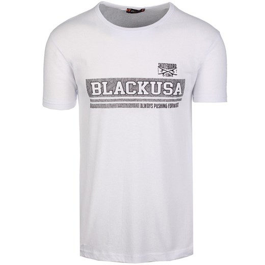 T-Shirt Męski Nadruk Black USA od Neidio TS72 Biały