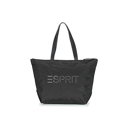Czarna shopper bag Esprit duża wakacyjna bez dodatków 