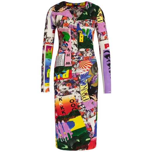 Pinko sukienka wielokolorowa w abstrakcyjnym wzorze z długimi rękawami na spacer midi 