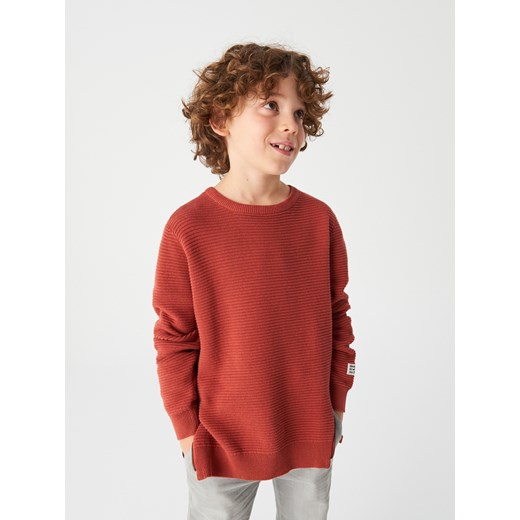 Sweter chłopięcy Reserved czerwony gładki 