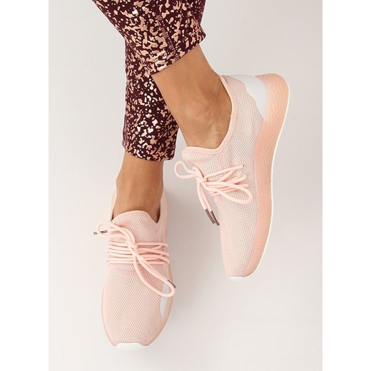 Buty sportowe damskie bez wzorów z tkaniny na płaskiej podeszwie wiązane 