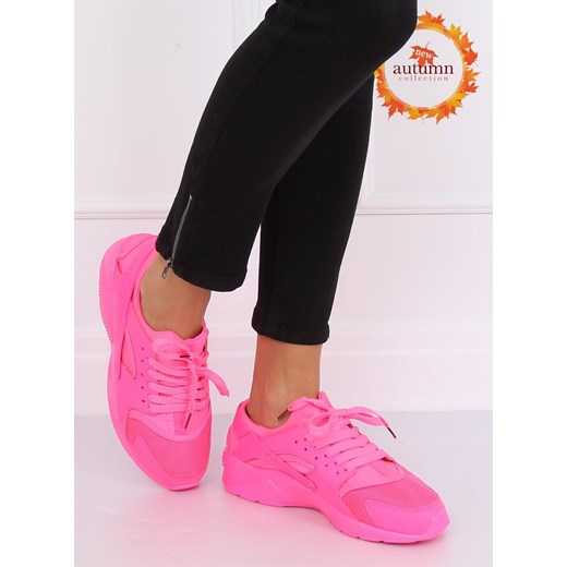 Buty sportowe damskie płaskie różowe sznurowane 