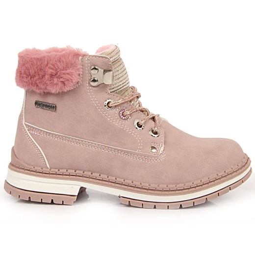 Buty zimowe dziecięce Mckeylor gładkie różowe trapery 
