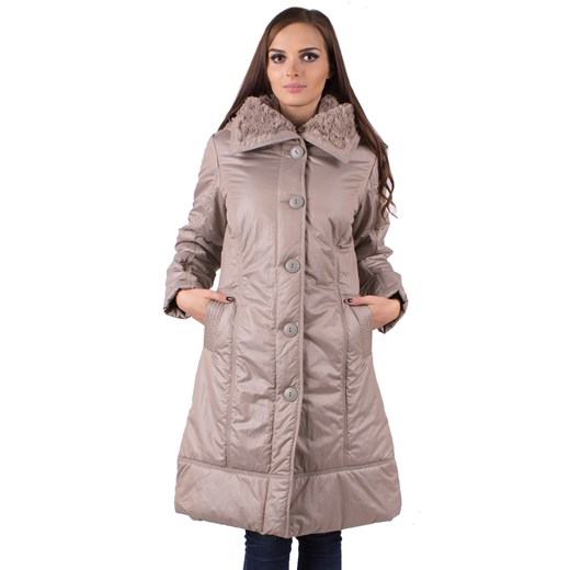 K1153 płaszcz zimowy damski : Kolor - CAPPUCCINO, Rozmiar - M/38