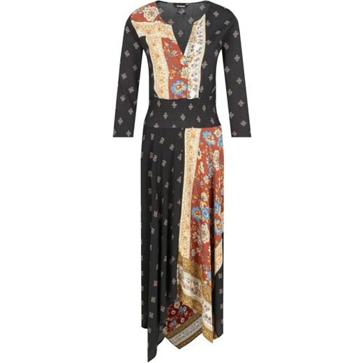 Sukienka Desigual w abstrakcyjne wzory z długimi rękawami na spacer maxi 