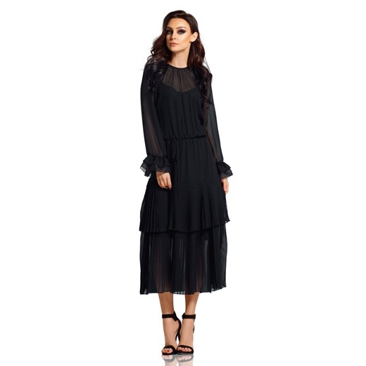 Sukienka w stylu boho midi L294 czarny czarny   L TAGLESS