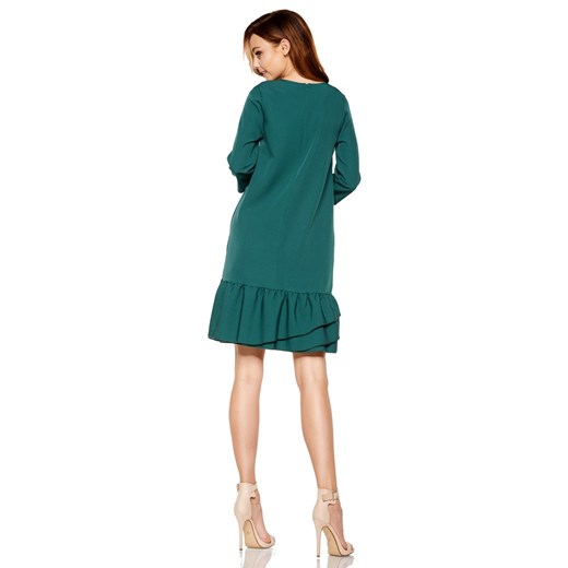 Klasyczna sukienka z falbanką L272 ciemna zieleń zielony   XL TAGLESS