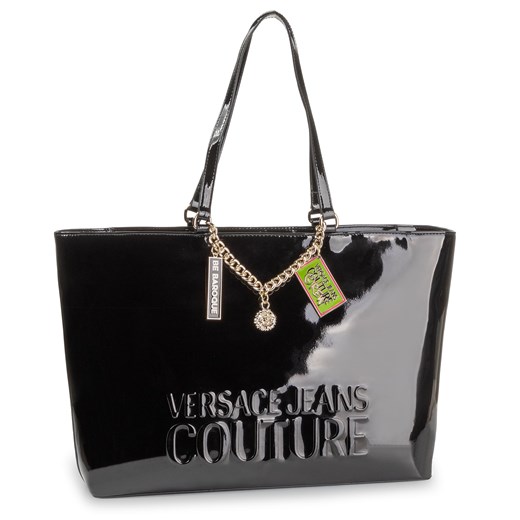 Shopper bag Versace Jeans czarna bez dodatków w stylu młodzieżowym 