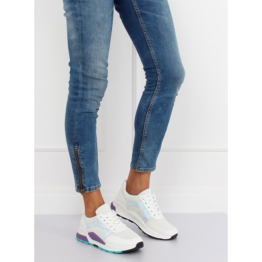 Buty sportowe damskie wiązane bez wzorów na płaskiej podeszwie z tkaniny na wiosnę 
