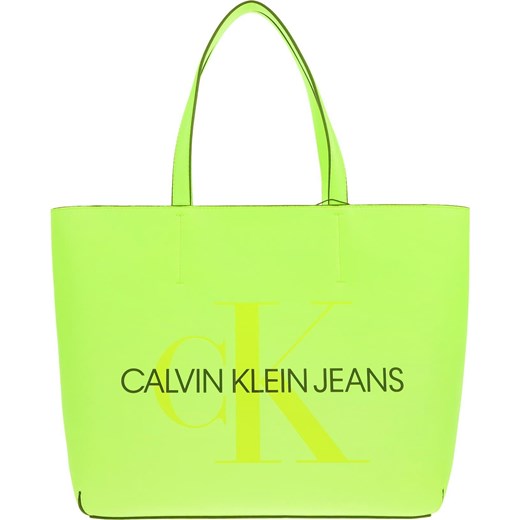 Shopper bag Calvin Klein ze skóry ekologicznej bez dodatków do ręki 
