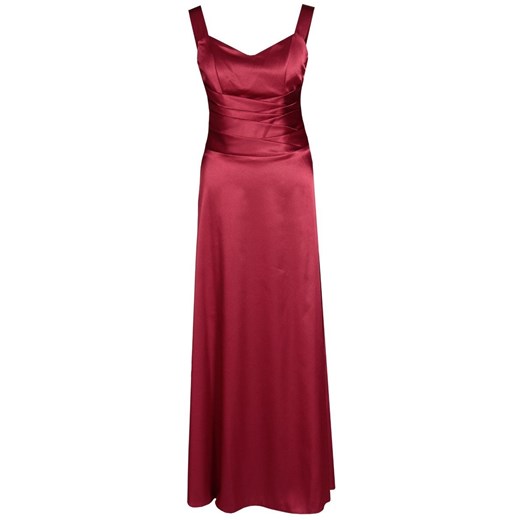 Sukienka czerwona Fokus bez wzorów maxi z satyny gorsetowa 