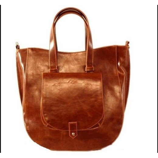 Riccaldi shopper bag duża w stylu boho brązowa do ręki 