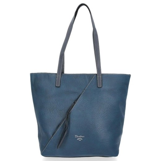 Shopper bag niebieska David Jones duża elegancka matowa bez dodatków na ramię 