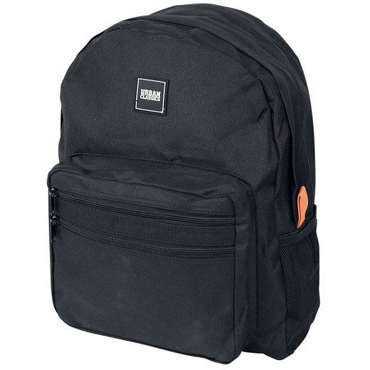 Urban Classics - Basic Nylon Backpack - Plecak - czarny pomarańczowy