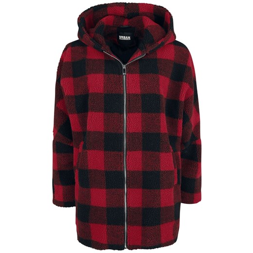Urban Classics - Ladies Hooded Oversized Check Sherpa Jacket - Kurtka zimowa - czerwony czarmy