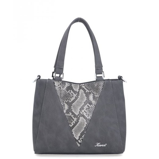 Shopper bag Karen Collection elegancka bez dodatków na ramię mieszcząca a7 