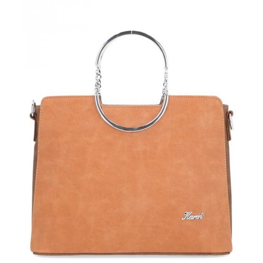 Shopper bag Karen Collection średnia elegancka brązowa do ręki 