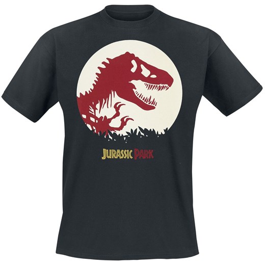 T-shirt męski Jurassic Park czarny bawełniany w nadruki z krótkimi rękawami 