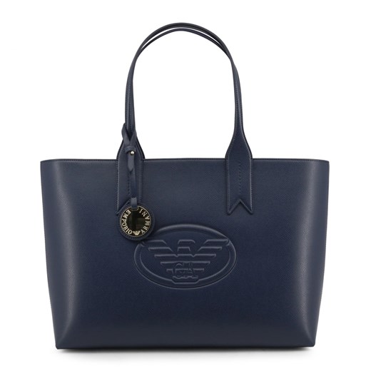 Shopper bag Emporio Armani elegancka z tłoczeniem do ręki z breloczkiem 