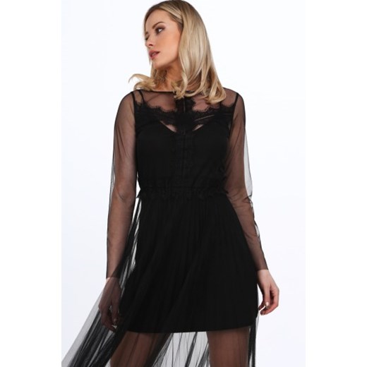 Czarna transparentna sukienka tiulowa 13931