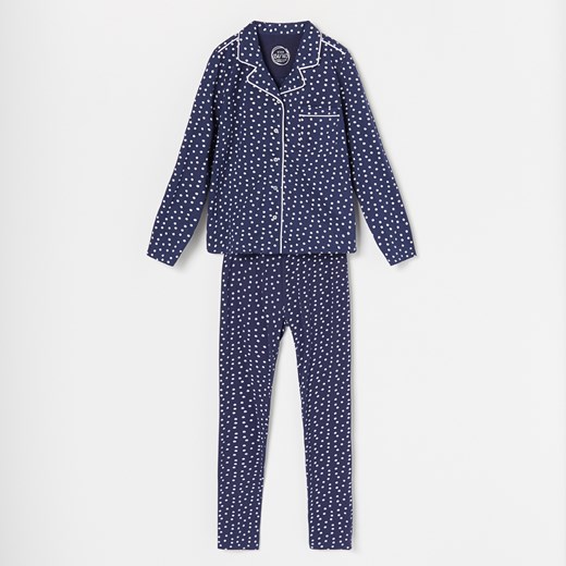 Reserved - Bawełniana piżama w groszki - Granatowy  Reserved 110/116 