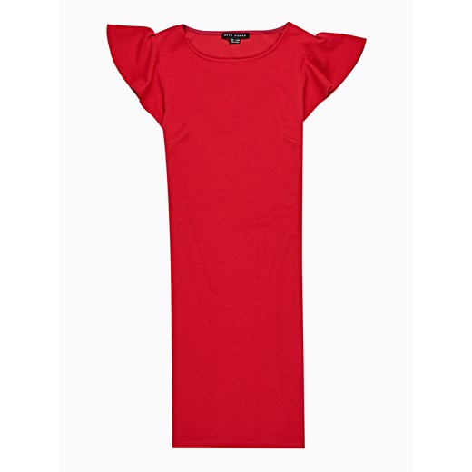 Sukienka czerwona Gate bez wzorów na randkę z okrągłym dekoltem mini z krótkim rękawem 