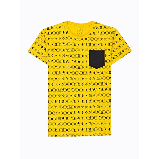 T-shirt męski Gate żółty na wiosnę z krótkimi rękawami 