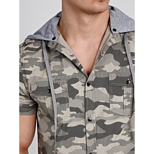Koszula męska Gate z krótkimi rękawami moro w militarnym stylu 