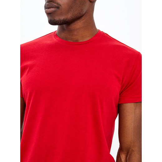 T-shirt męski czerwony Gate z bawełny bez wzorów 