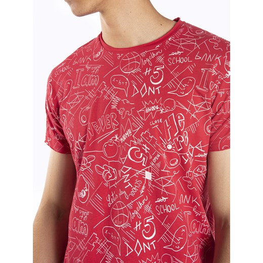 T-shirt męski Gate bawełniany czerwony z krótkimi rękawami 