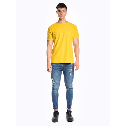 T-shirt męski żółty Gate bez wzorów 