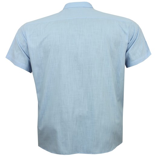 Koszula męska Bameha niebieska z krótkimi rękawami z kołnierzykiem button down casual 