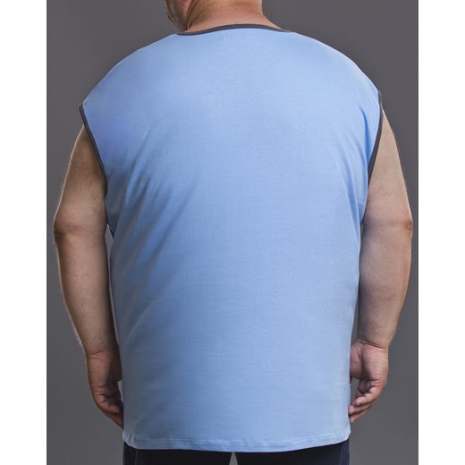 T-shirt męski Big Men Certified bez rękawów niebieski z nadrukami 